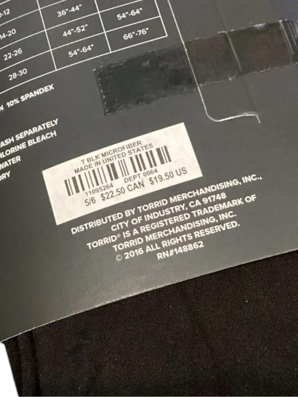 NEW Torrid Black Microfiber Tights Size 5/6 (fits 28-30 bottoms)